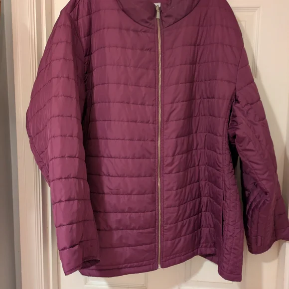 Catherines 3-in1 Parka Coat, 5x, Black/Magenta - Picture 6 of 6